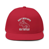 Don't Mess With Sea Turtles Embroidered Flat Bill Cap