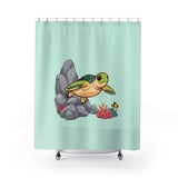 Cartoon Green Sea Turtle Shower Curtains - Coastal Bathroom Decor