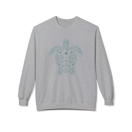 Teal Green Intricate Flowers and Sea Turtle Sweatshirt - 4 colors