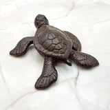 Brown Sea Turtle Key Box With Lid Metal (1 key box approx. 5+ inches) Aged Rust Brown Cast Iron Sea Turtle Box for keys trinkets & gifting!