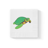 Green Cartoon SeaTurtle-Themed Cocktail Napkins