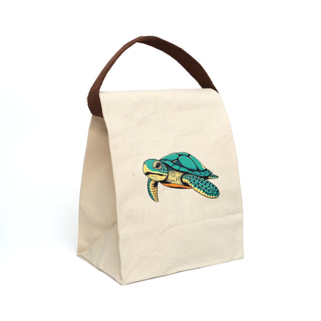 Teal Cartoon Sea Turtle Lunch Bag - Reusable Canvas Lunch Bag