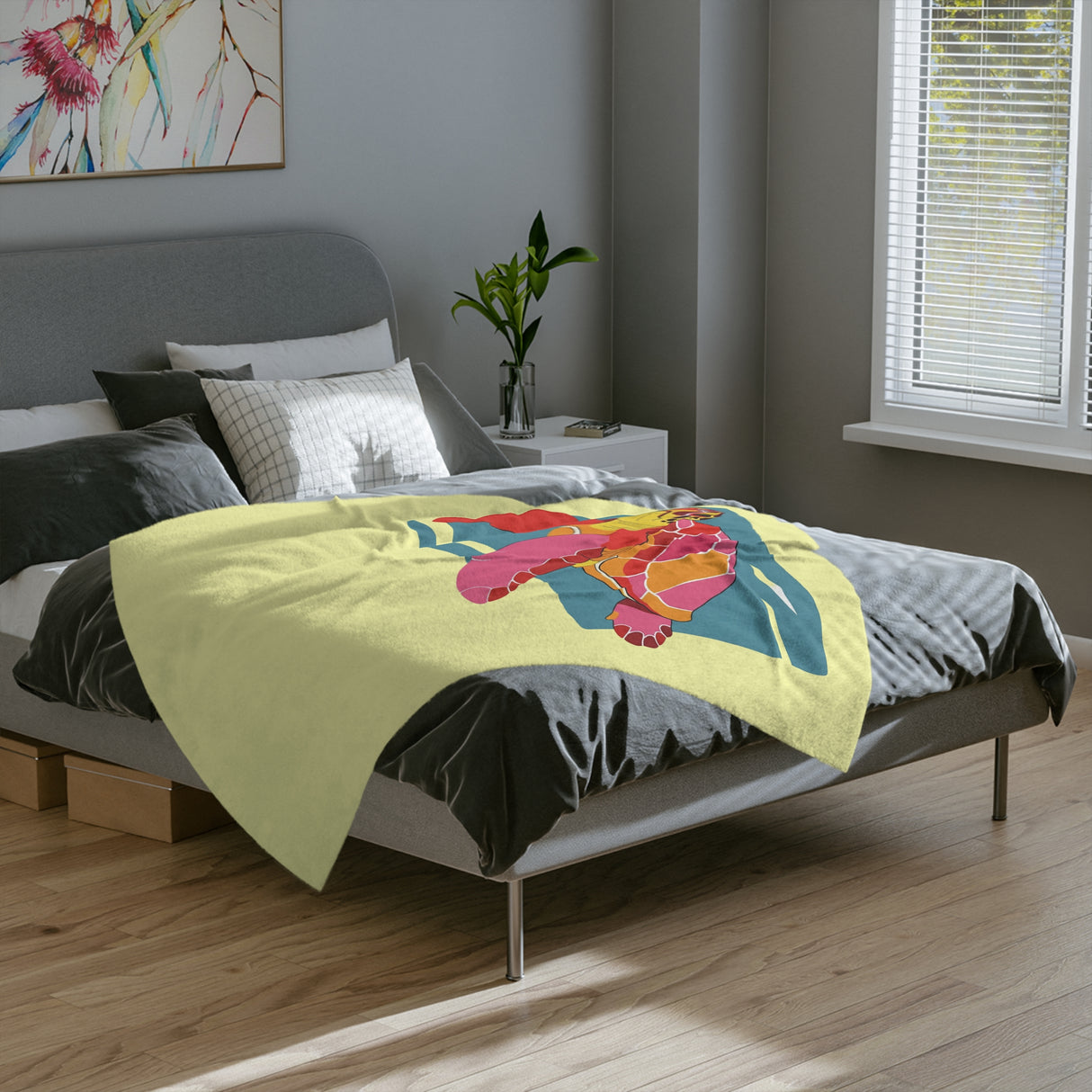 Colorful Pop Art  Sea Turtle -Themed Velveteen Microfiber Blanket - 3 Sizes