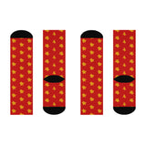 Red and Yellow Sea Turtle Cushioned Crew Socks