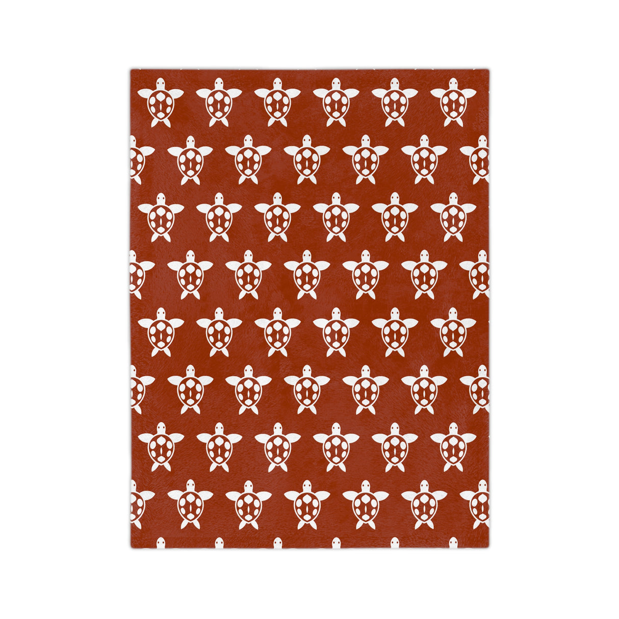 Burnt Orange and White Sea Turtle-Themed Velveteen Microfiber Blanket - 3 Sizes