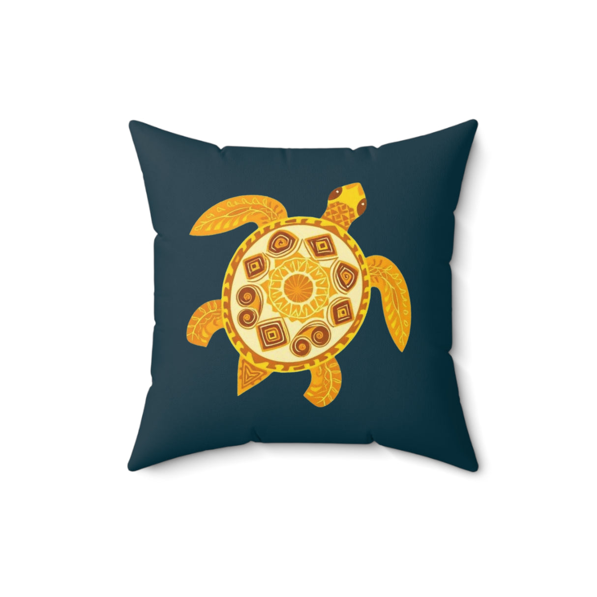 Gold and Dark Blue Sea Turtle Pillow, Faux Suede Pillow - 4 sizes