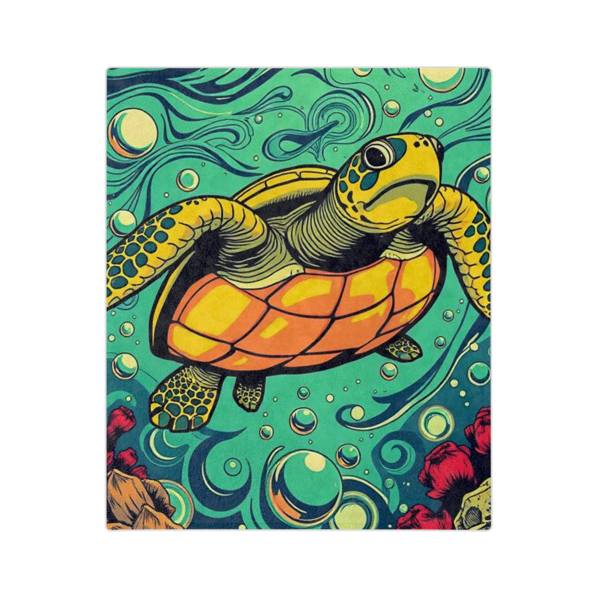 Vibrant Sea Turtle-Themed Velveteen Microfiber Blanket - 3 Sizes