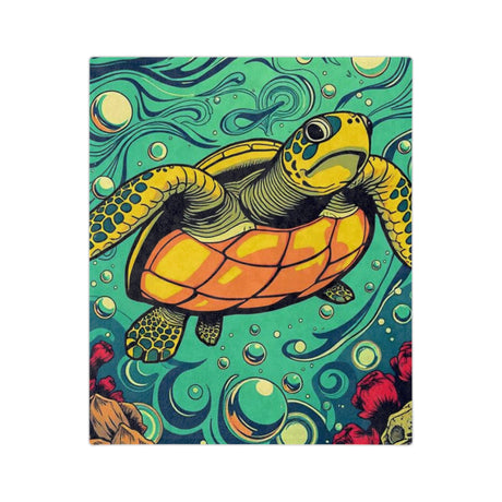 Vibrant Sea Turtle-Themed Velveteen Microfiber Blanket - 3 Sizes