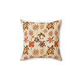 Burnt Orange Tiki Sea Turtle Pillow, Faux Suede Pillow - 4 sizes