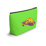 Neon Green Purple and Gold Sea Turtle Print Accessory Pouch