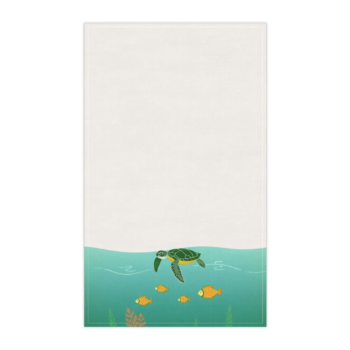 Blue and Green Sea Turtle and Fish Tea Towel (cotton, poly)