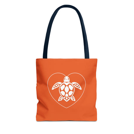 Orange Sea Turtle Heart Tote Bag - 3 sizes
