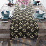 Dark Brown Sea Turtle and Floral Print Table Runner