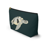 Dark Teal Collage Sea Turtle Print Accessory Pouch