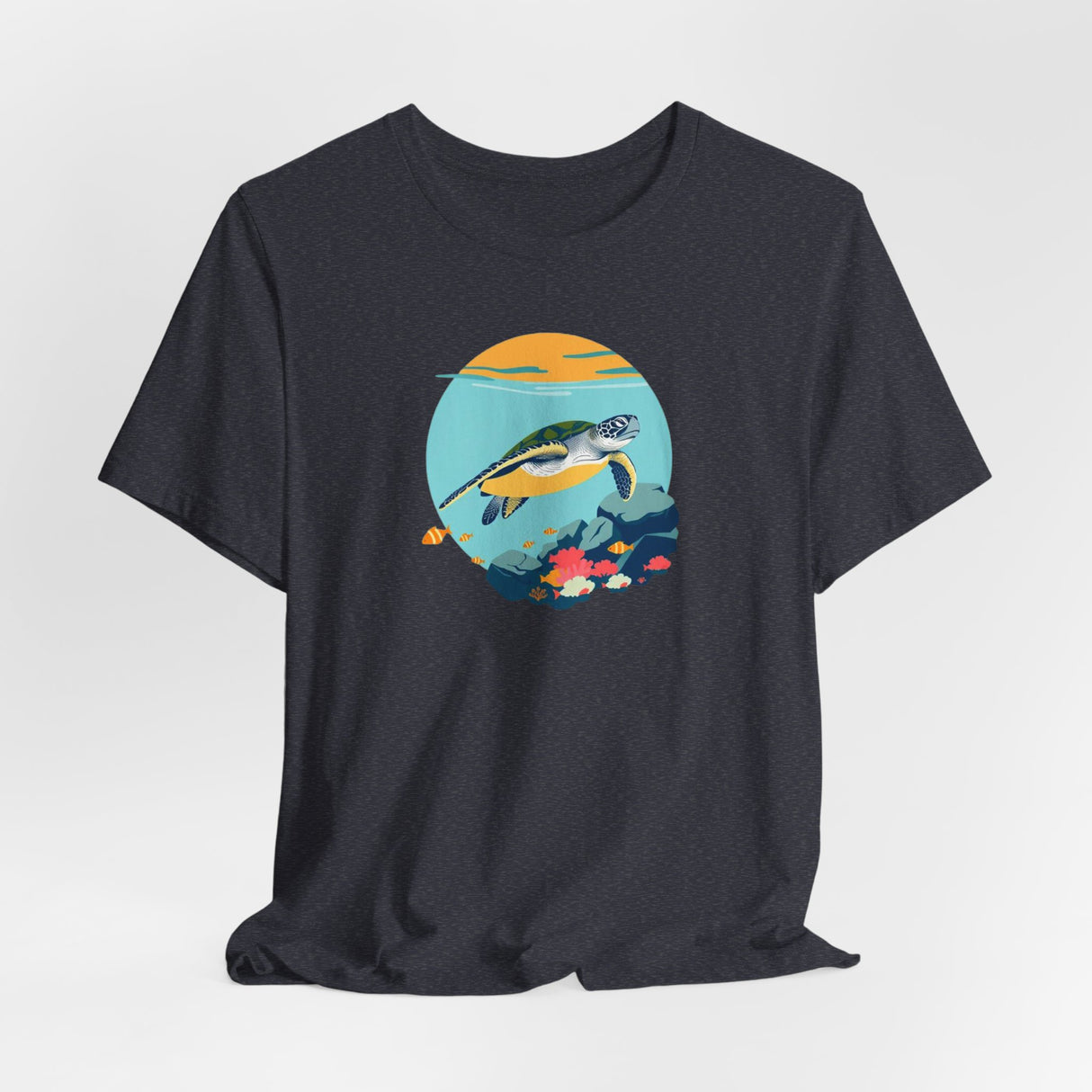 Sea Turtle At Sea Circle Design Unisex Jersey Short Sleeve Tee, Great Gift For Sea Turtle Lovers, Sea Turtle Shirt