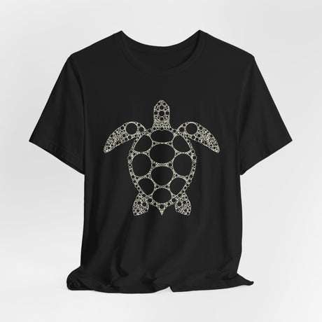 Sea Turtle Detailed Circle Graphic Tee White Ink - 6 Colors
