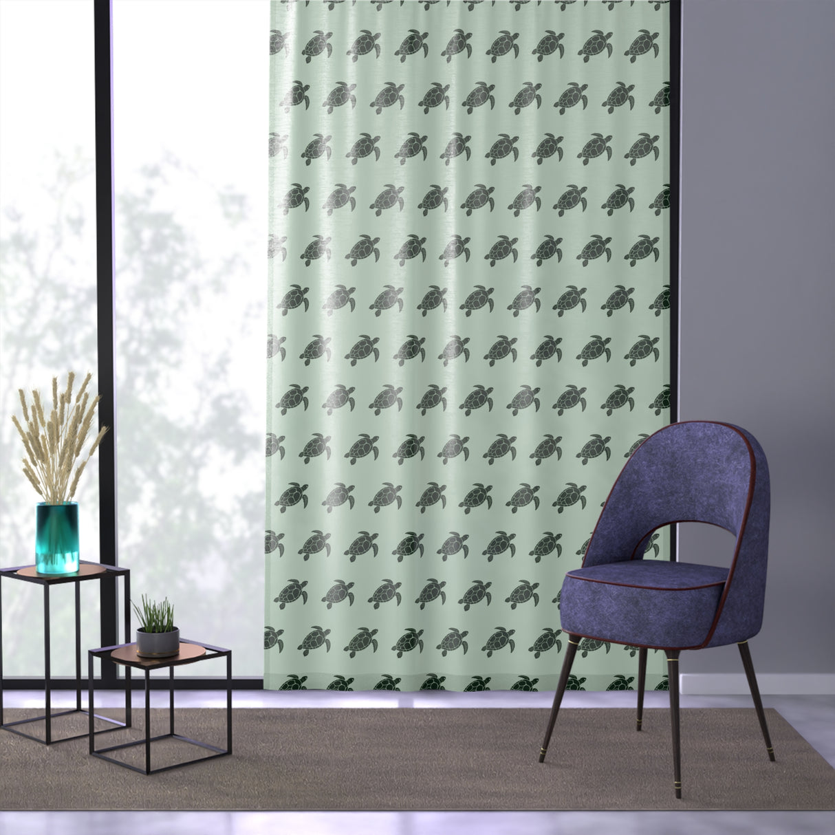 Green Sea Turtle Pattern Window Curtain