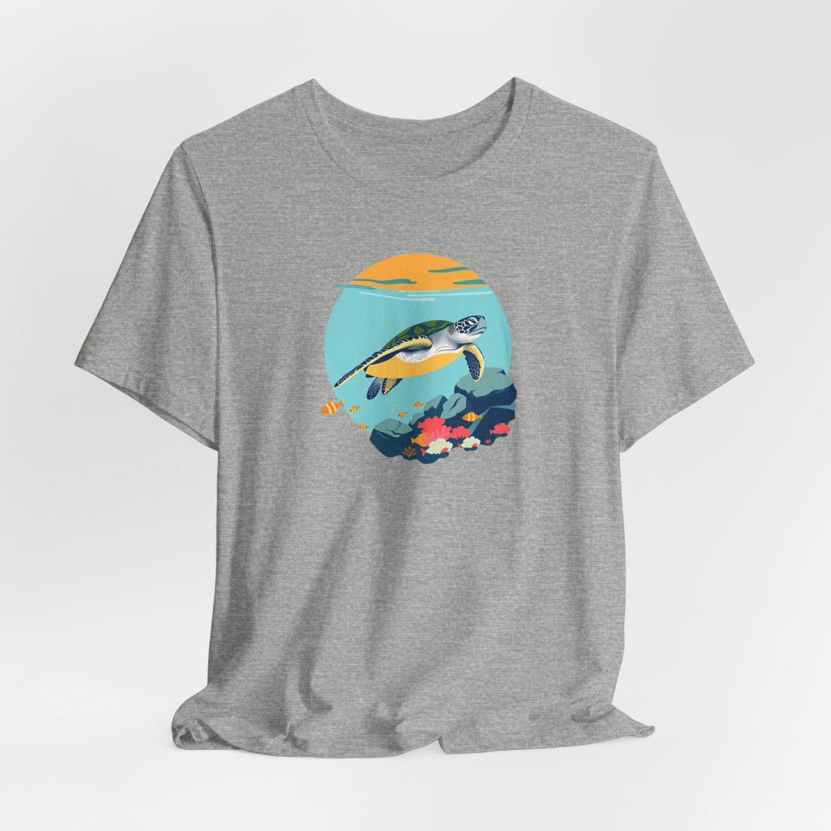 Sea Turtle At Sea Circle Design Unisex Jersey Short Sleeve Tee, Great Gift For Sea Turtle Lovers, Sea Turtle Shirt