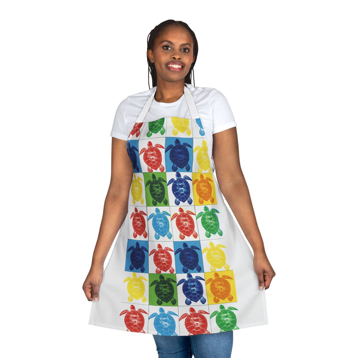 Vibrant Sea Turtle Apron, Colorful Kitchen Gift for Chefs, Artsy Cooking Attire, Fun Gift for Foodies, Unique BBQ Apron