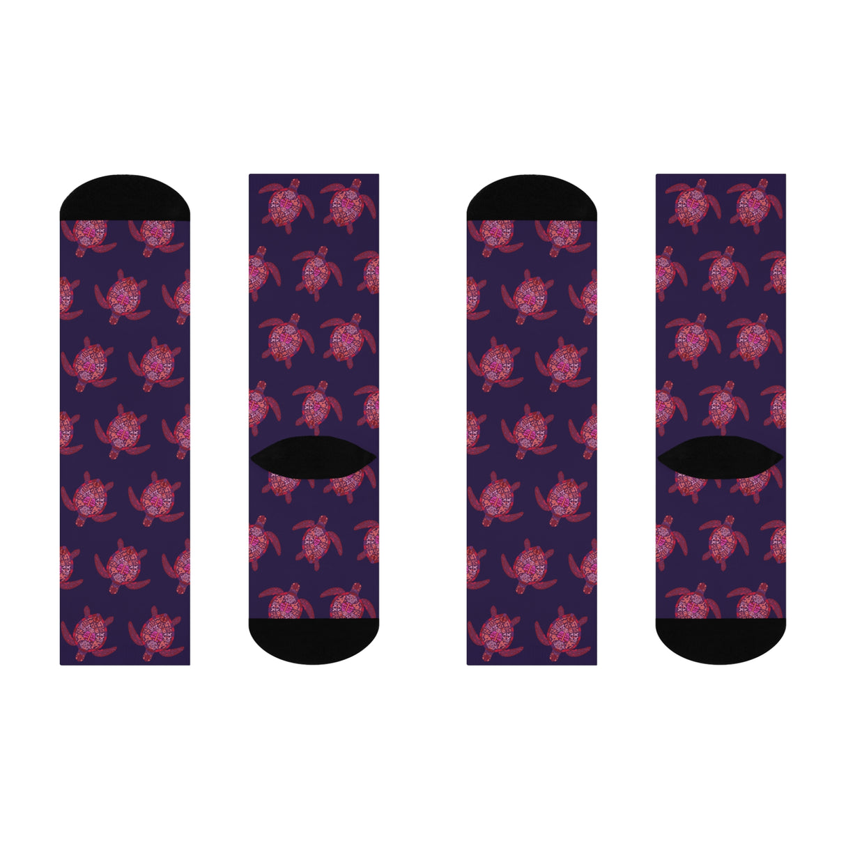 Purple Sea Turtle Cushioned Crew Socks