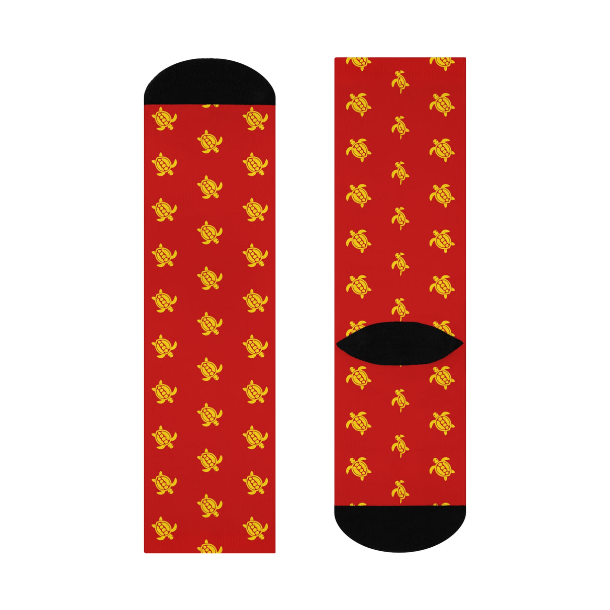 Red and Yellow Sea Turtle Cushioned Crew Socks