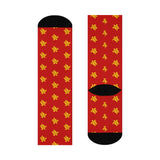 Red and Yellow Sea Turtle Cushioned Crew Socks