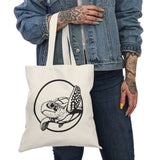 Waving Sea Turtle Design Natural Cotton Tote Bag
