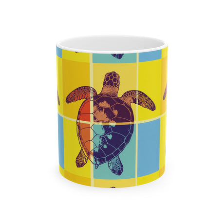Colorful Turtle Ceramic Mug - Beach Lover Gift, Ocean Decor, Animal Art, Eco-Friendly Drinkware, Perfect for Summer