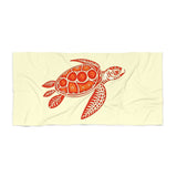 Red And Orange Sea Turtle Beach Towel - Vibrant Summer, Pool Party Accessory, Eco-Friendly, Perfect for Beach Days, Gift for Ocean Lovers