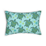 Sea Blue and Green Island Inspired Sea Turtle Lumbar Pillow