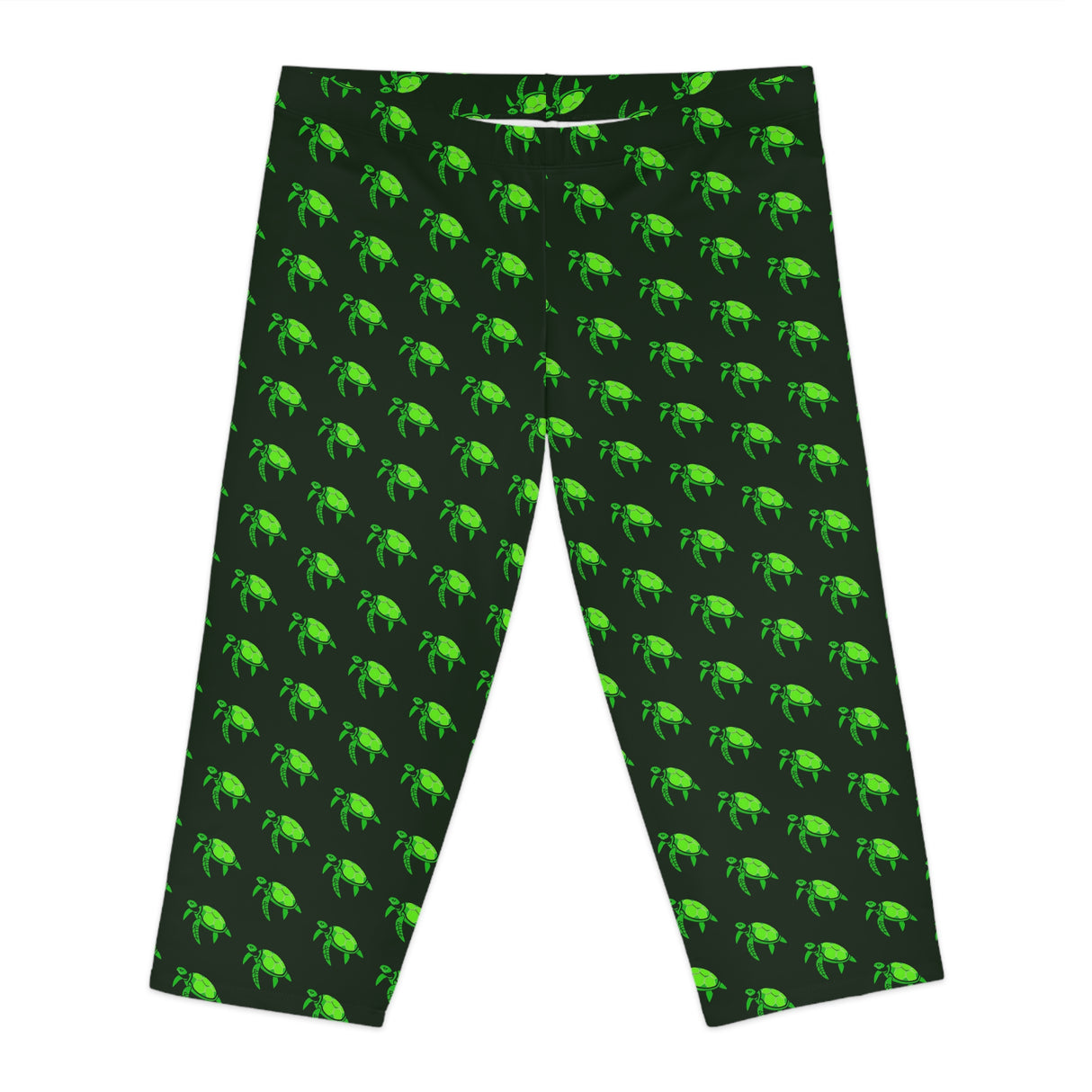 Dark Green Sea Turtle Capri Leggings