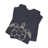 Sea Turtle Detailed Circle Graphic Tee White Ink - 6 Colors
