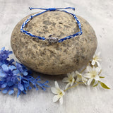 Sea Turtle Bracelet Braided Cord Navy Blue White (approx. 5-7+ inches AROUND) Navy Royal Blue White Knit String Sea Turtle Bracelet to gift!