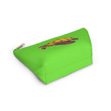 Neon Green Purple and Gold Sea Turtle Print Accessory Pouch