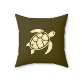 Dark Moss Green Sea Turtle Pillow, Faux Suede Pillow - 4 sizes
