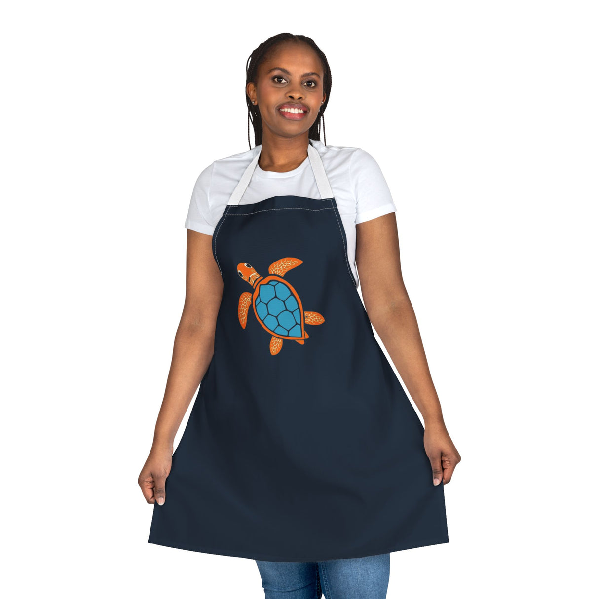 Blue and Orange Sea Turtle Apron - Colorful Kitchen Gift