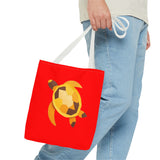 Red and Gold Collage Print Sea Turtle Tote Bag - 3 sizes