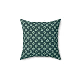 Teal and Black Tropical Pattern Sea Turtle Faux Suede Pillow - 4 sizes