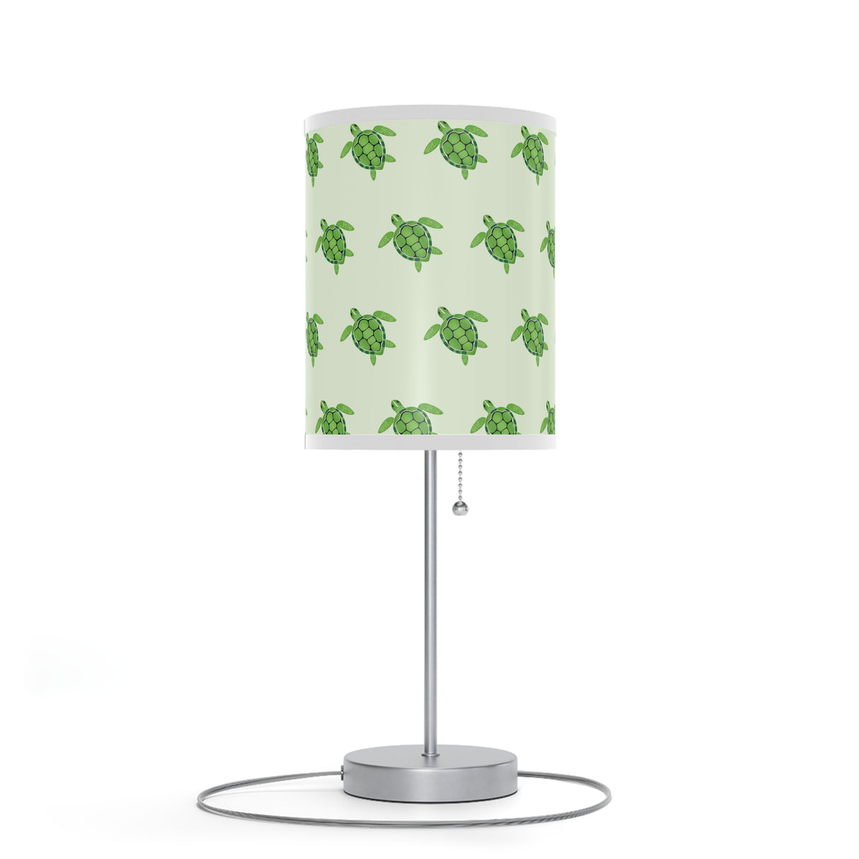 Green Sea Turtle Pattern Table Lamp, Nightstand Light, Sea Life Decor, Beach House Accent, Kid's Room Lighting