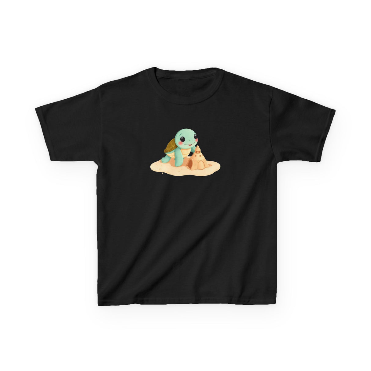 Kids Cute Baby Sea Turtle Sand Castle Cartoon Tee - 8 colors