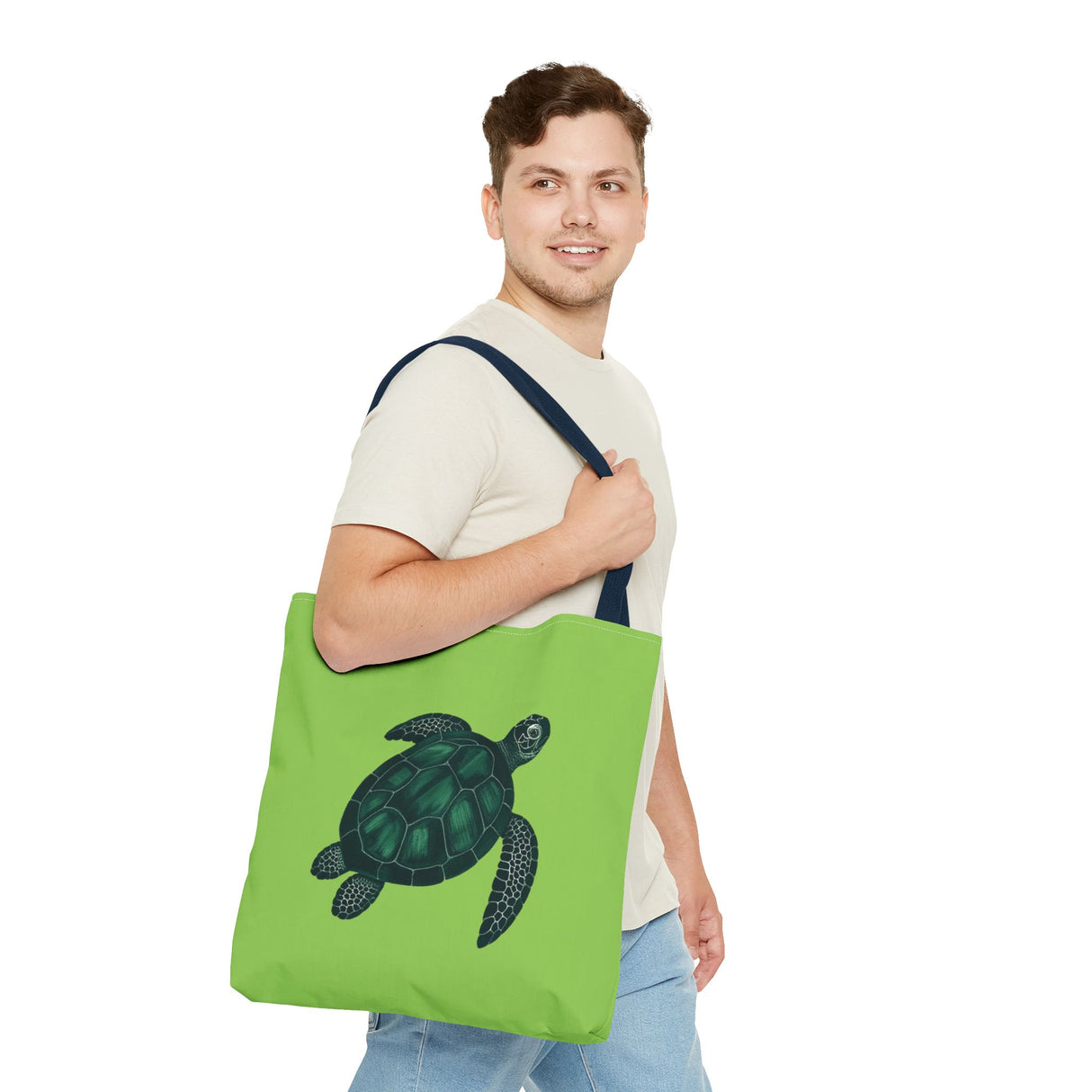 Green Oil Paint Art Sea Turtle Tote Bag - 3 sizes