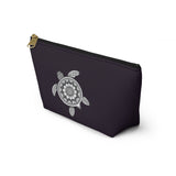 Dark Purple Mandala Sea Turtle Print Accessory Pouch