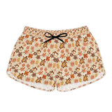 Retro Brown and Orange Tropical Sea Turtle Print Womens Shorts