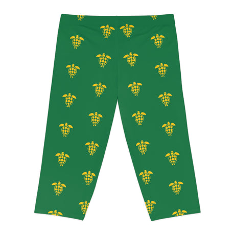 Green and Yellow Sea Turtle Capri Leggings