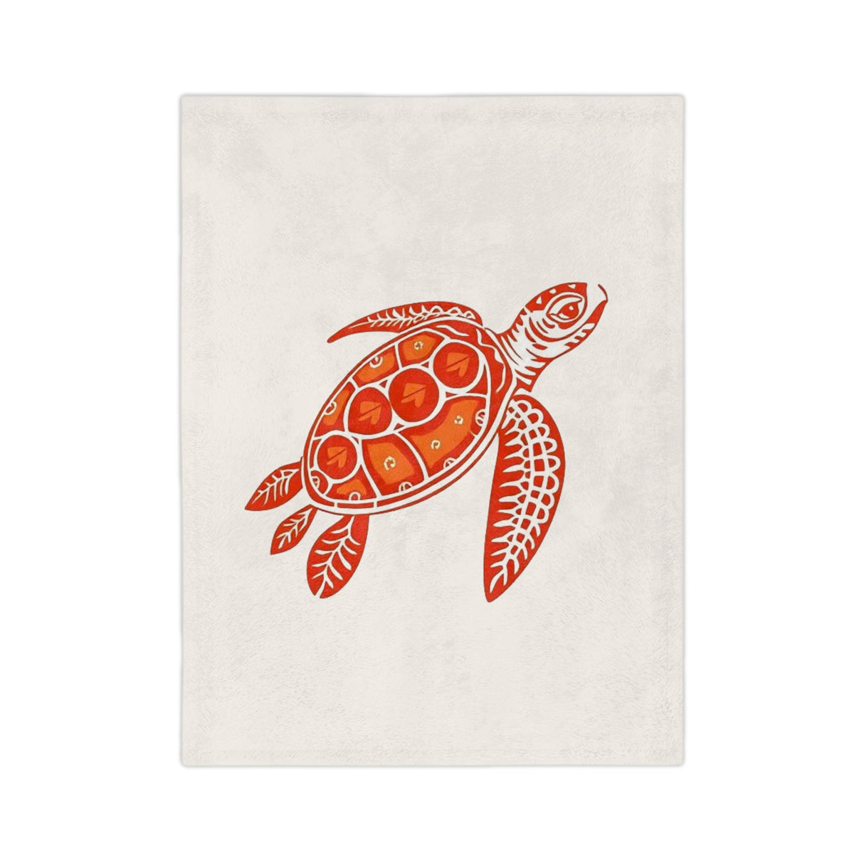 Orange and Red Tropical Sea Turtle-Themed Velveteen Microfiber Blanket - 3 Sizes