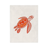 Orange and Red Tropical Sea Turtle-Themed Velveteen Microfiber Blanket - 3 Sizes