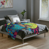 Psychedelic Sea Turtle-Themed Velveteen Microfiber Blanket - 3 Sizes