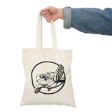 Waving Sea Turtle Design Natural Cotton Tote Bag