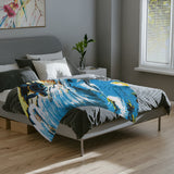 Headin Out To Sea Turtle -Themed Velveteen Microfiber Blanket - 3 Sizes