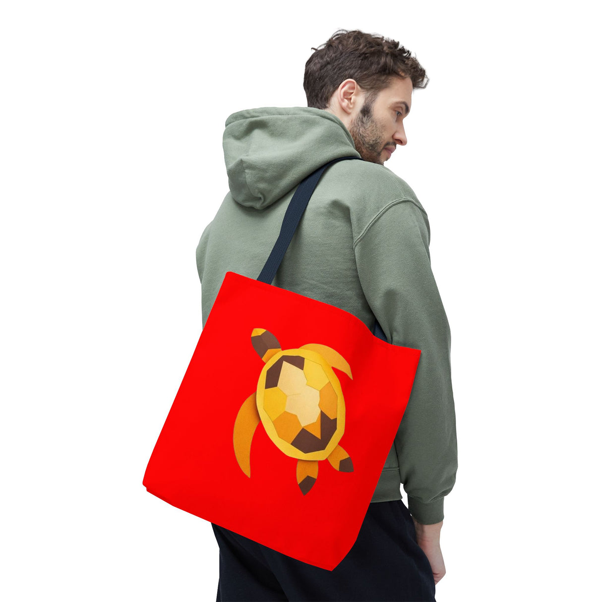 Red and Gold Collage Print Sea Turtle Tote Bag - 3 sizes